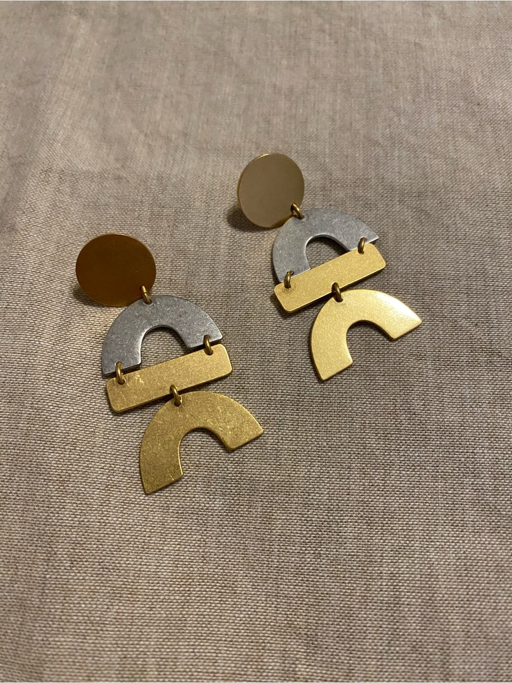 Madewell Gold and silver statement geometric post earrings